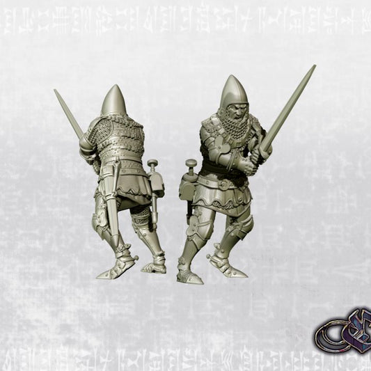 "Knight on foot sword pointing angry-July'26 - 14th century" by Ezipion miniatures