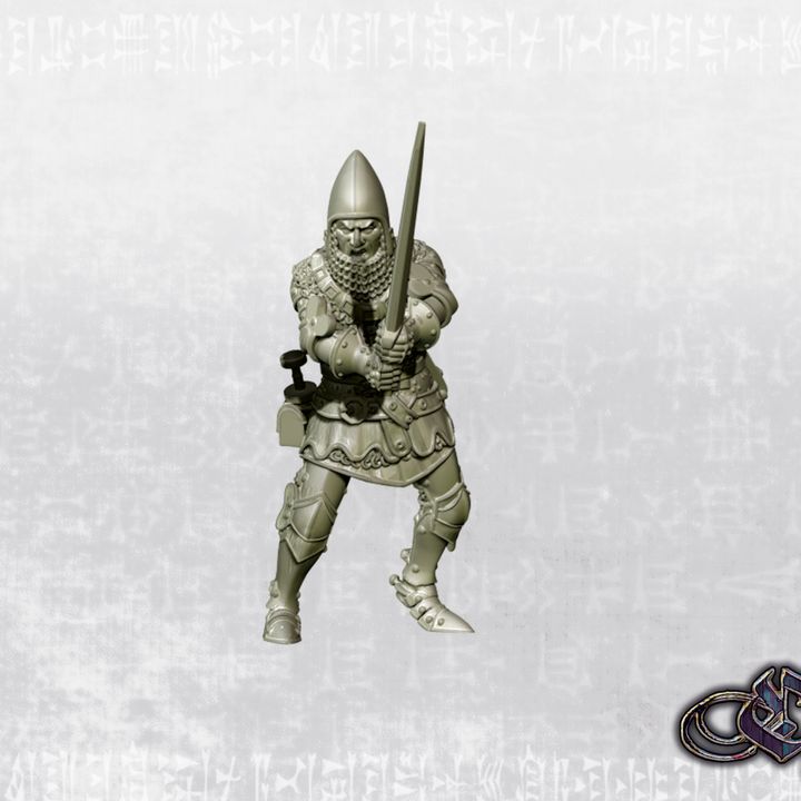 "Knight on foot sword pointing angry-July'26 - 14th century" by Ezipion miniatures