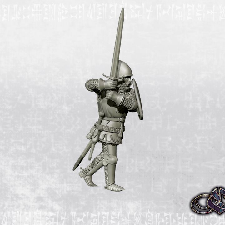 "Man-at-arms on foot - Menacing advance - 14th century" by Ezipion miniatures
