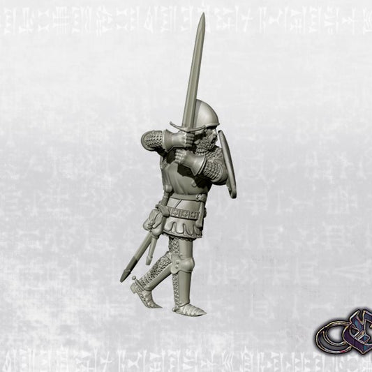 "Man-at-arms on foot - Menacing advance - 14th century" by Ezipion miniatures