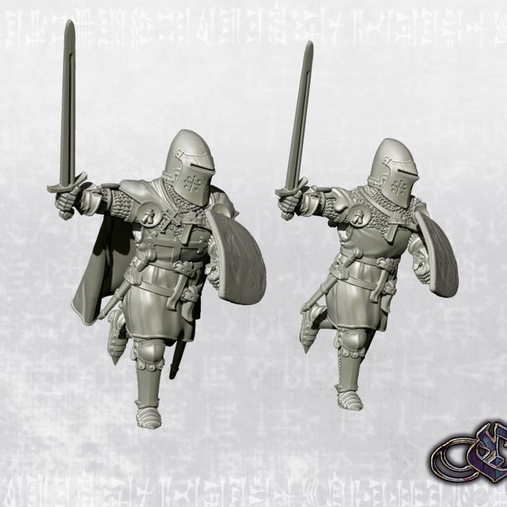 "Charging Iberian Knight on foot - crusade & lay version - 14th century" by Ezipion miniatures