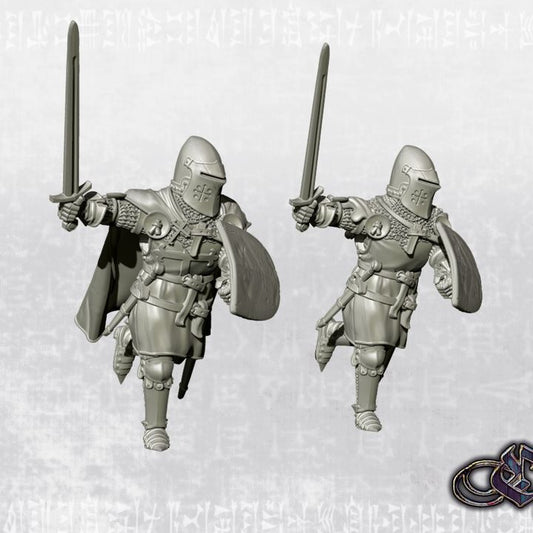 "Charging Iberian Knight on foot - crusade & lay version - 14th century" by Ezipion miniatures