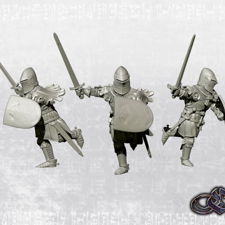 "Charging Iberian Knight on foot - crusade & lay version - 14th century" by Ezipion miniatures