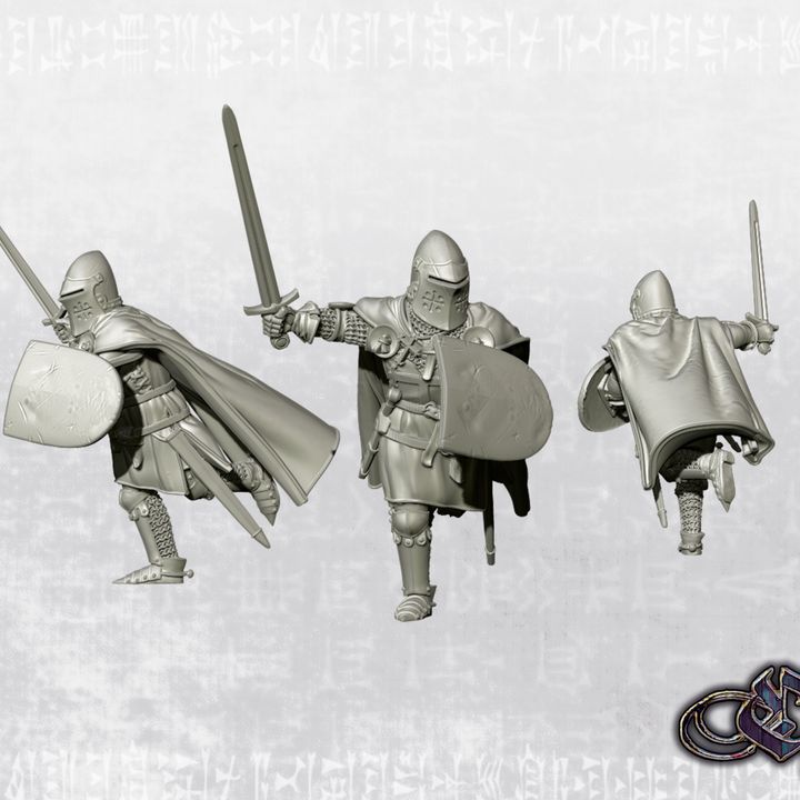 "Charging Iberian Knight on foot - crusade & lay version - 14th century" by Ezipion miniatures