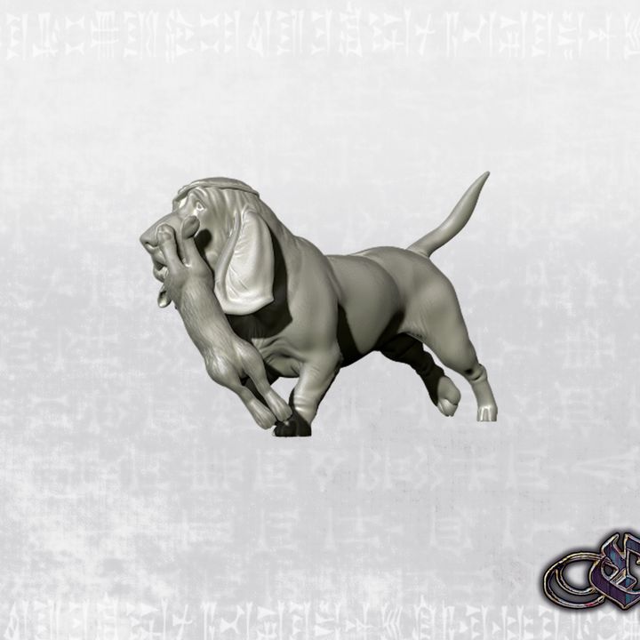 "Bloodhoundt one-eyed with prey" by Ezipion miniatures