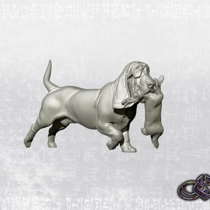"Bloodhoundt one-eyed with prey" by Ezipion miniatures