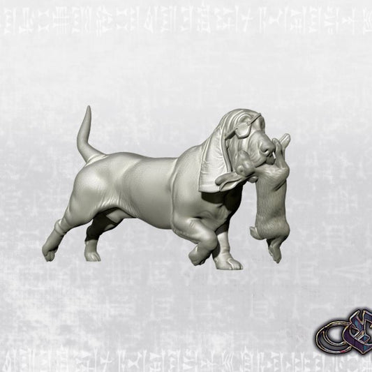 "Bloodhoundt one-eyed with prey" by Ezipion miniatures