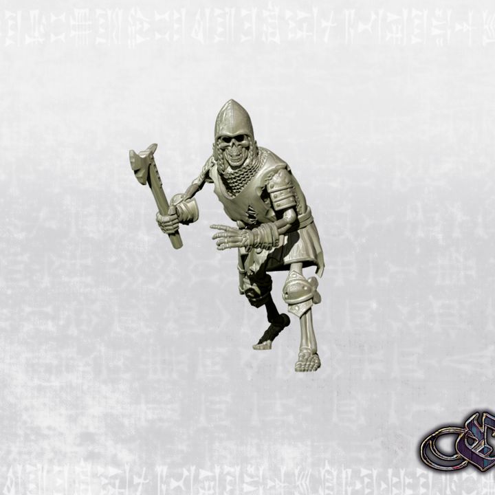 "Revived Man-at-arms with axe - July'26 - Dark 14th century" by Ezipion miniatures
