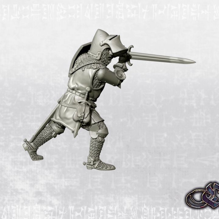 "Castilian Knight on foot charging 1st Rank - 14th century" by Ezipion miniatures