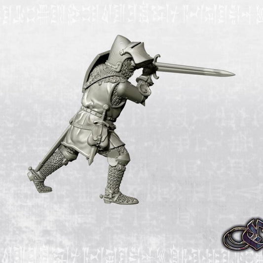 "Castilian Knight on foot charging 1st Rank - 14th century" by Ezipion miniatures