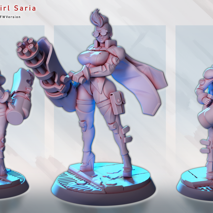 Gatling Girl Saria – Cyber Vanguard by Gaz Minis