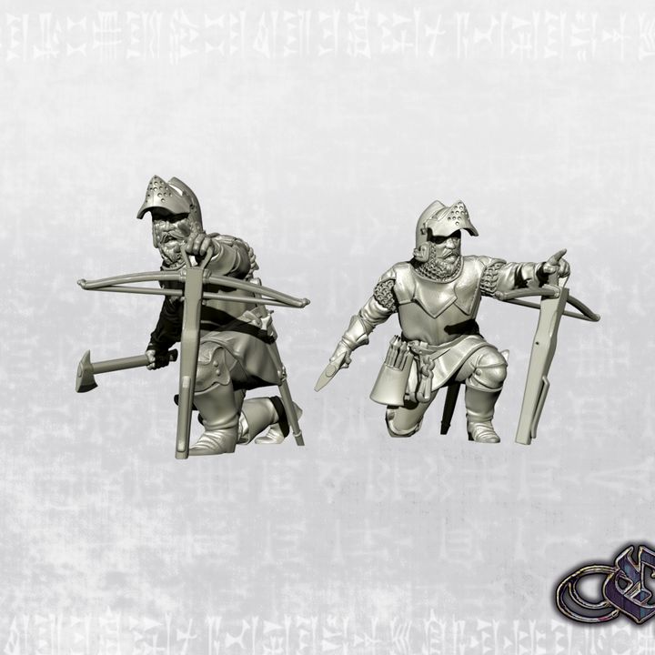 "Man-at-arms with crossbow kneeling command - 14th century" by Ezipion miniatures