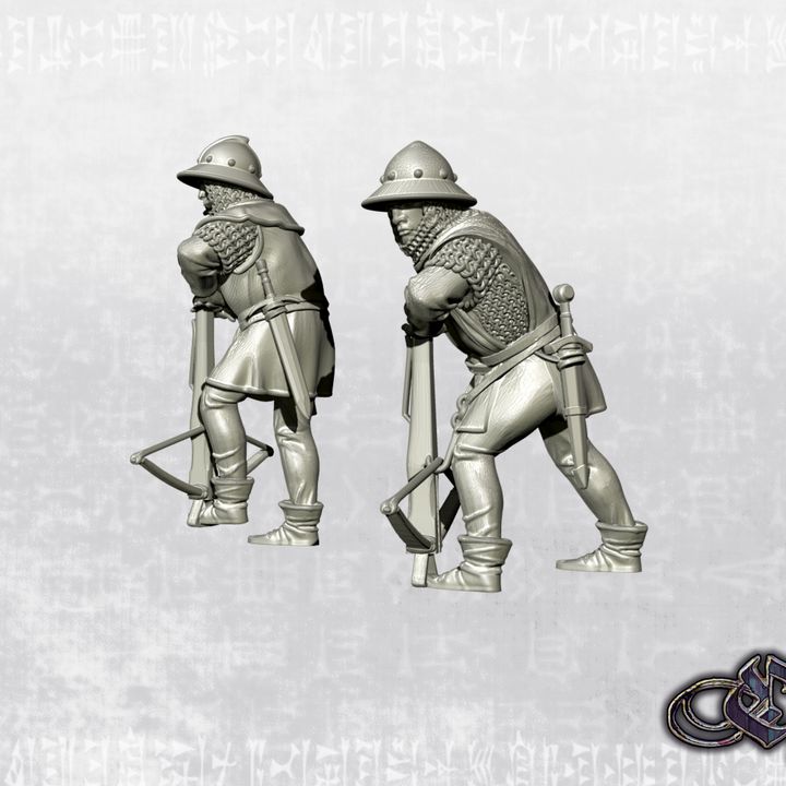 "Reloading Crossbowmen - 14th century" by Ezipion miniatures