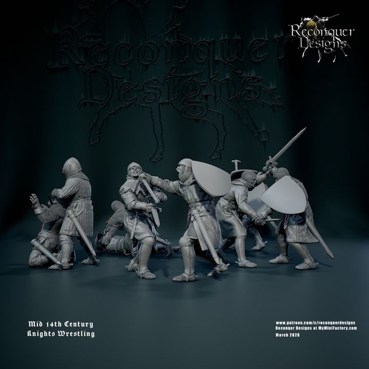 Mid 14th c Knights wrestling by Reconquer Designs