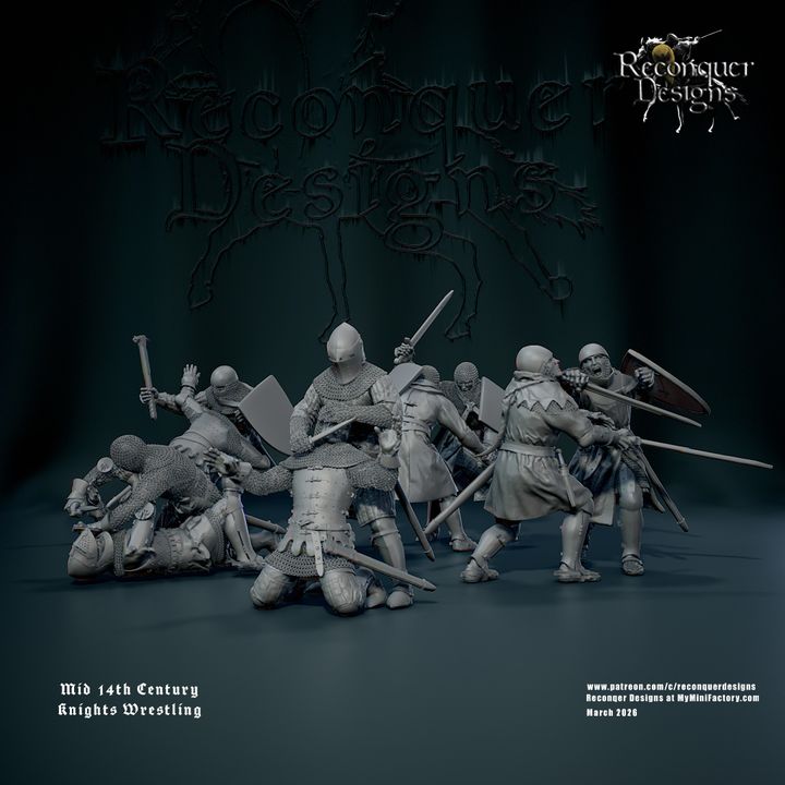 Mid 14th c Knights wrestling by Reconquer Designs