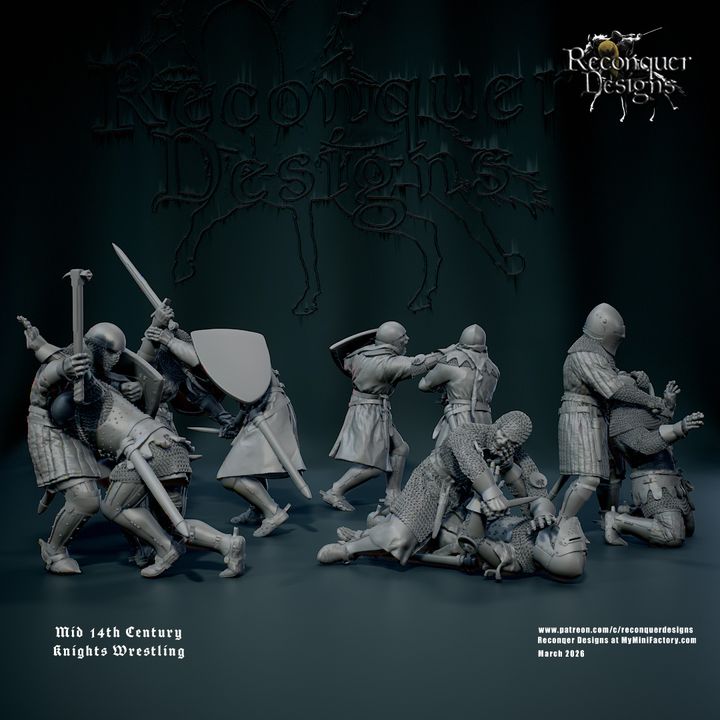 Mid 14th c Knights wrestling by Reconquer Designs