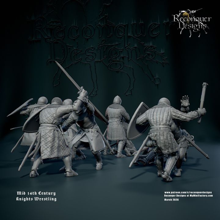 Mid 14th c Knights wrestling by Reconquer Designs