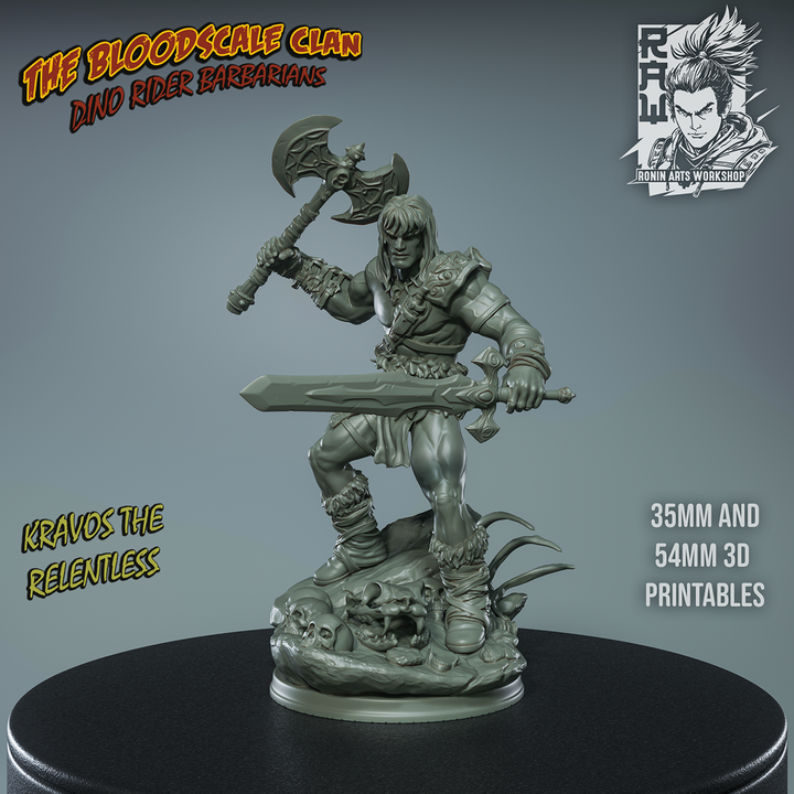 Kravos The Relentless - Human Barbarian by Ronin Arts Workshop