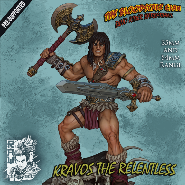 Kravos The Relentless - Human Barbarian by Ronin Arts Workshop