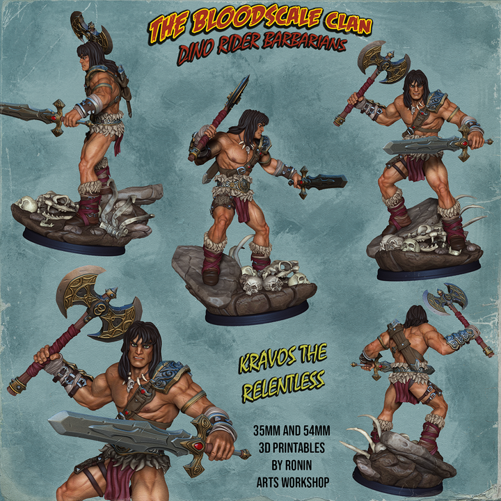 Kravos The Relentless - Human Barbarian by Ronin Arts Workshop