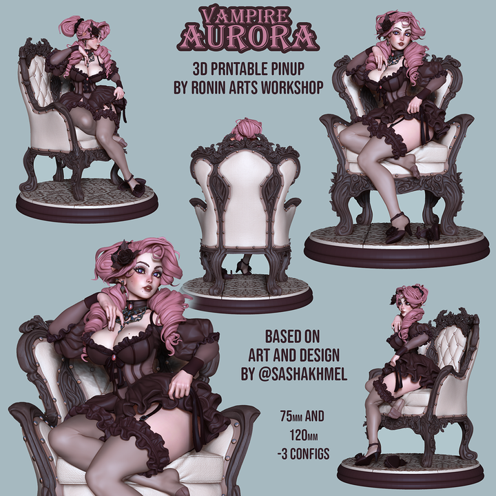 Vampire Aurora - Gothic PinUp Girl by Ronin Arts Workshop