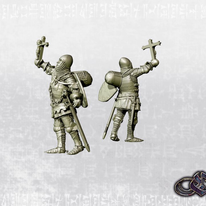 "Knight with crucifix recovered on foot - 14th century" by Ezipion miniatures