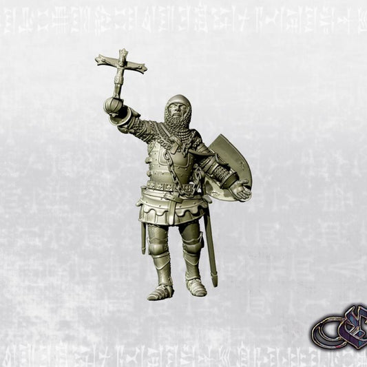 "Knight with crucifix recovered on foot - 14th century" by Ezipion miniatures