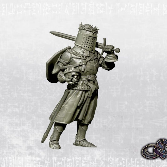 "Kneeling Knight of the Catacomb Cross - Standing - Dark 14th century" by Ezipion miniatures