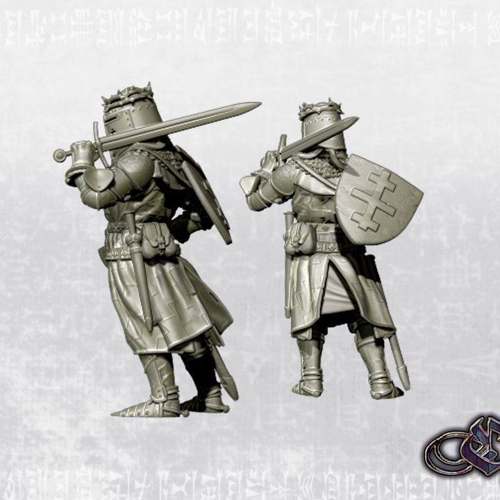 "Kneeling Knight of the Catacomb Cross - Standing - Dark 14th century" by Ezipion miniatures