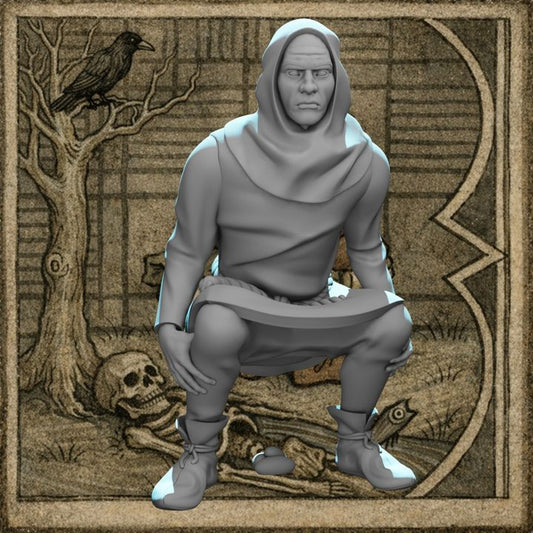 Medieval Man Relieving Himself – Daily Life Miniature.