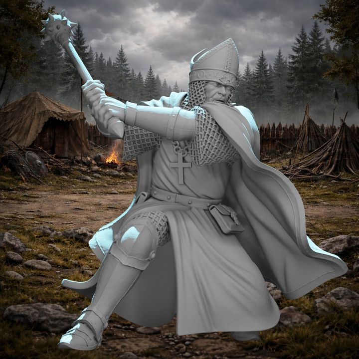 Medieval Warrior Bishop with Mace.