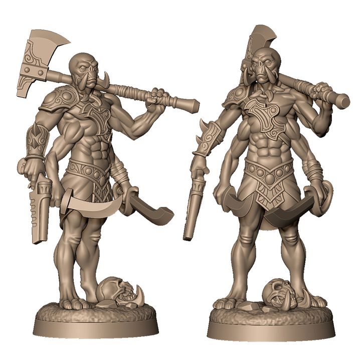 3 alien warriors with 4 arms by Menagerie Miniature