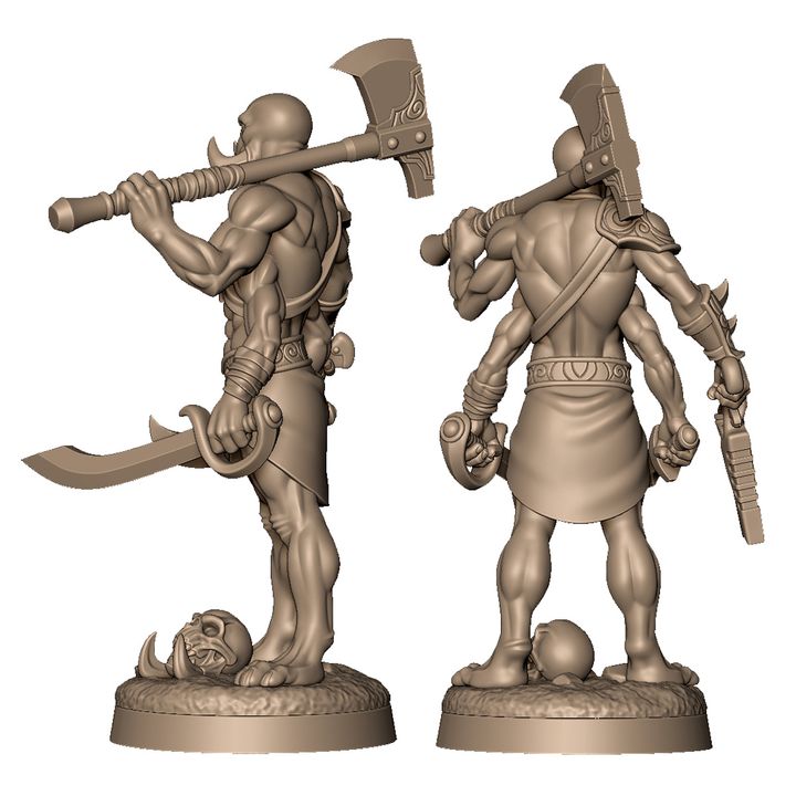 3 alien warriors with 4 arms by Menagerie Miniature