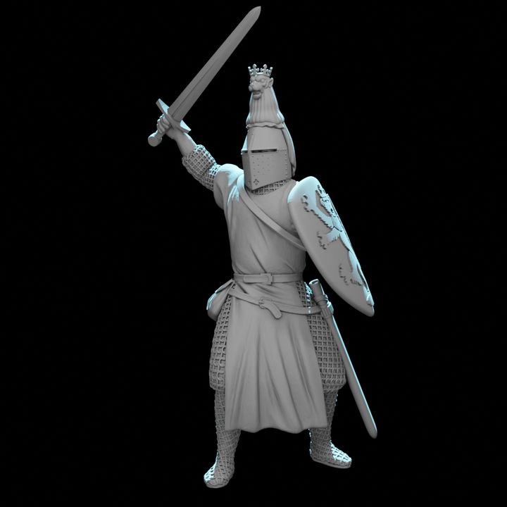 Medieval Nordic Knight – Lion Crested Helm & Heraldic Shield