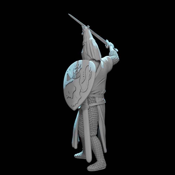 Medieval Nordic Knight – Lion Crested Helm & Heraldic Shield