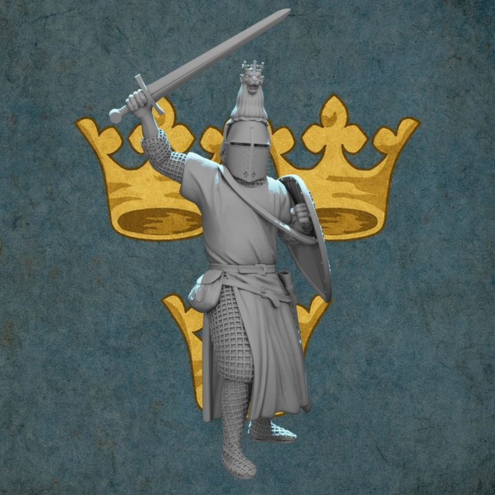 Medieval Nordic Knight – Lion Crested Helm & Heraldic Shield