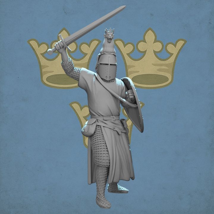 Medieval Nordic Knight – Lion Crested Helm & Heraldic Shield