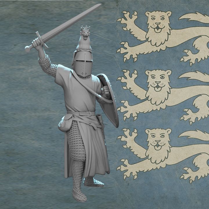 Medieval Nordic Knight – Lion Crested Helm & Heraldic Shield