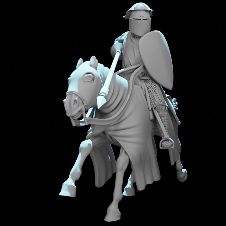 Mounted Teutonic Knight Charging with Lance