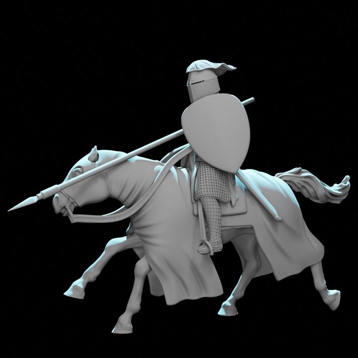 Mounted Teutonic Knight Charging with Lance
