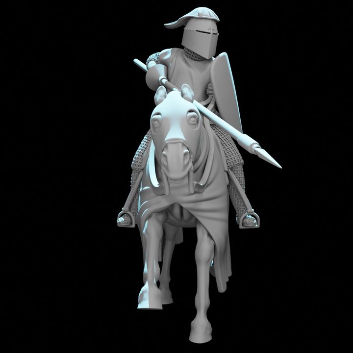 Mounted Teutonic Knight Charging with Lance
