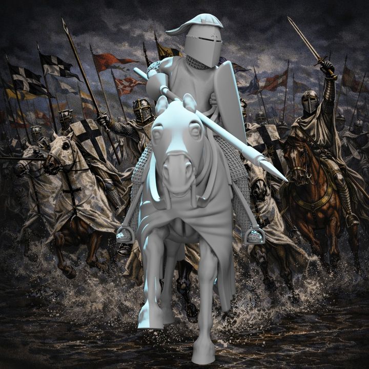 Mounted Teutonic Knight Charging with Lance
