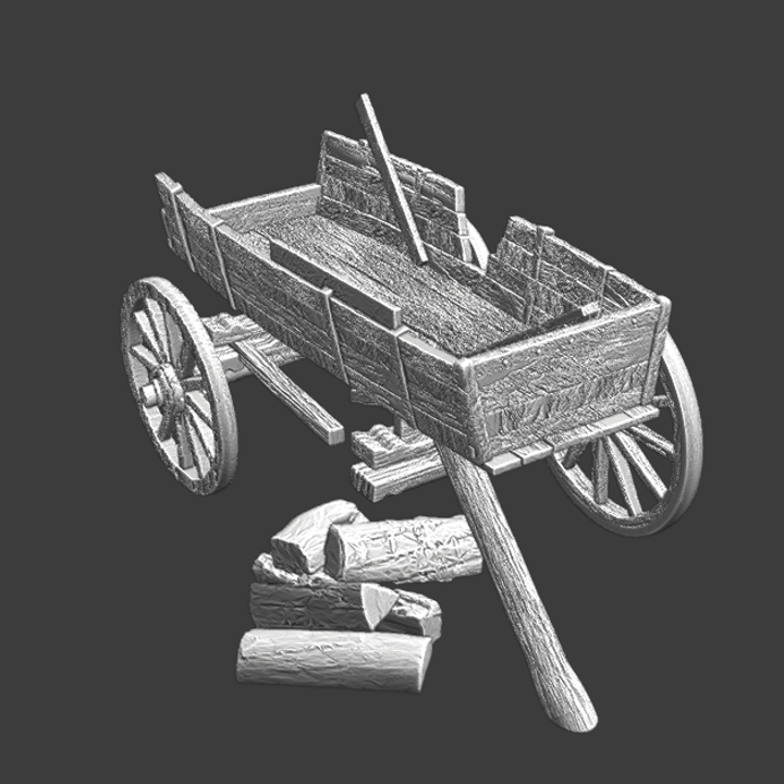 Medieval destroyed and burned wagon - Wargaming props.