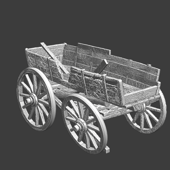 Medieval destroyed and burned wagon - Wargaming props.