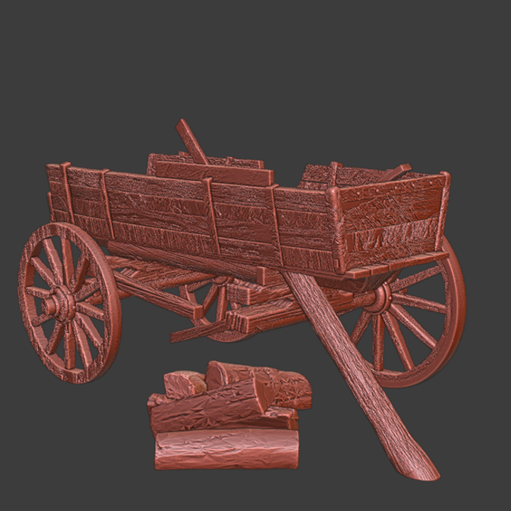 Medieval destroyed and burned wagon - Wargaming props.