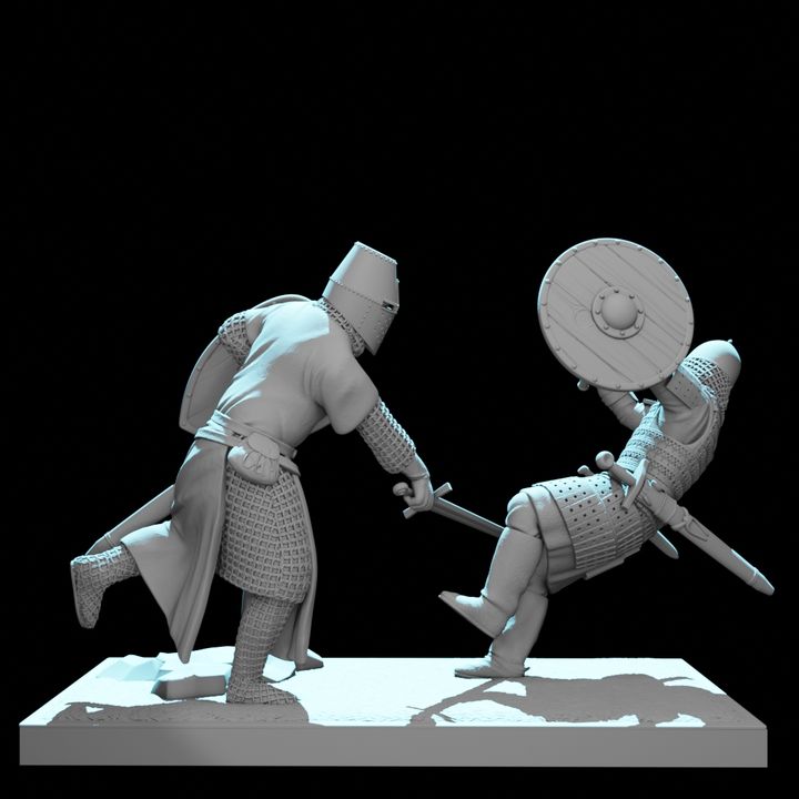 Medieval Duel Diorama – Crusader vs Rus Warrior.