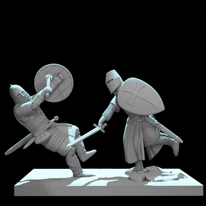 Medieval Duel Diorama – Crusader vs Rus Warrior.