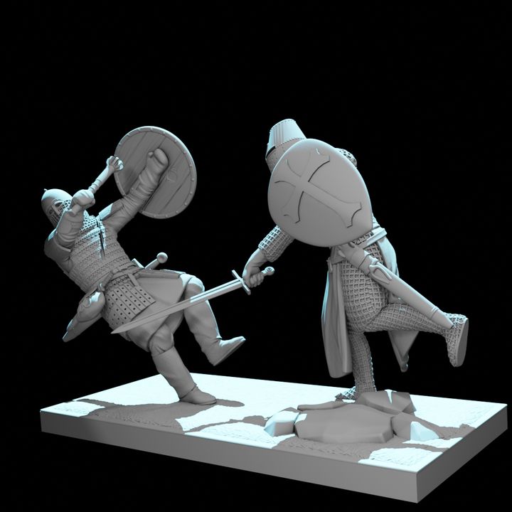 Medieval Duel Diorama – Crusader vs Rus Warrior.