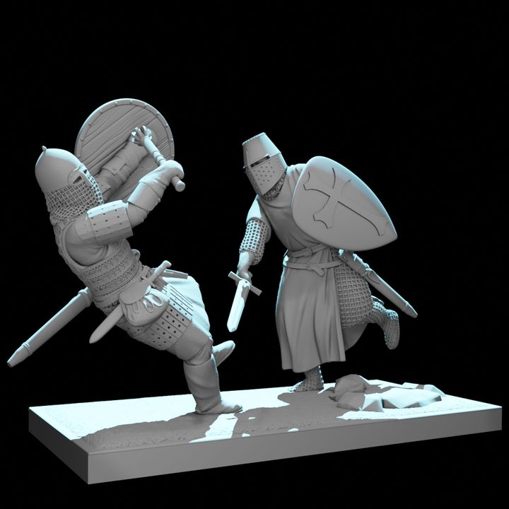 Medieval Duel Diorama – Crusader vs Rus Warrior.