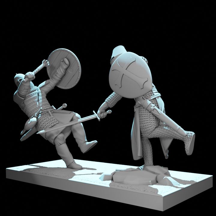 Medieval Duel Diorama – Crusader vs Rus Warrior.